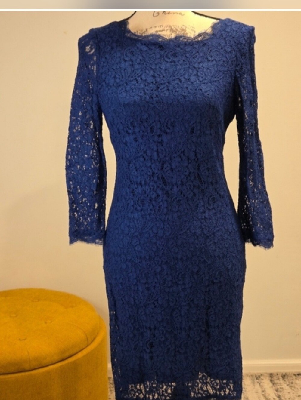 Adrianna Papell Royal Blue Lace Dress, Size 6. - Picture 16 of 16